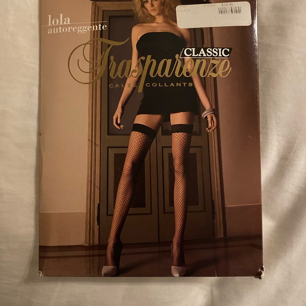 Fish net stay - ups black, made in Italy
